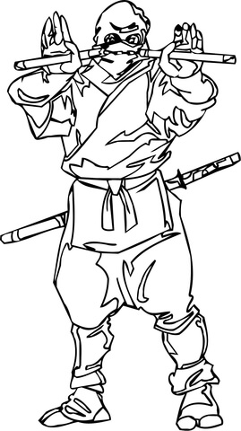 Ninja With The Nunchaku Coloring Page